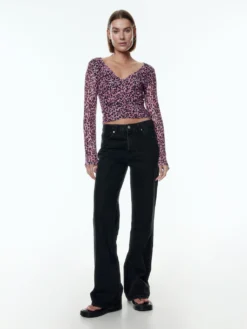 Shirt 'Alia' Pink / Schwarz