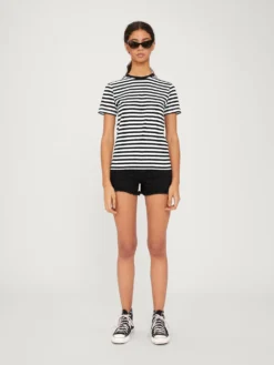 T-Shirt 'Leila' Schwarz / Weiß