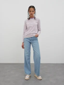 Shirt 'Pixie' (GOTS) Helllila / Weiß