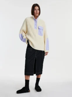 Pullover 'Bente' Beige / Lila / Weiß